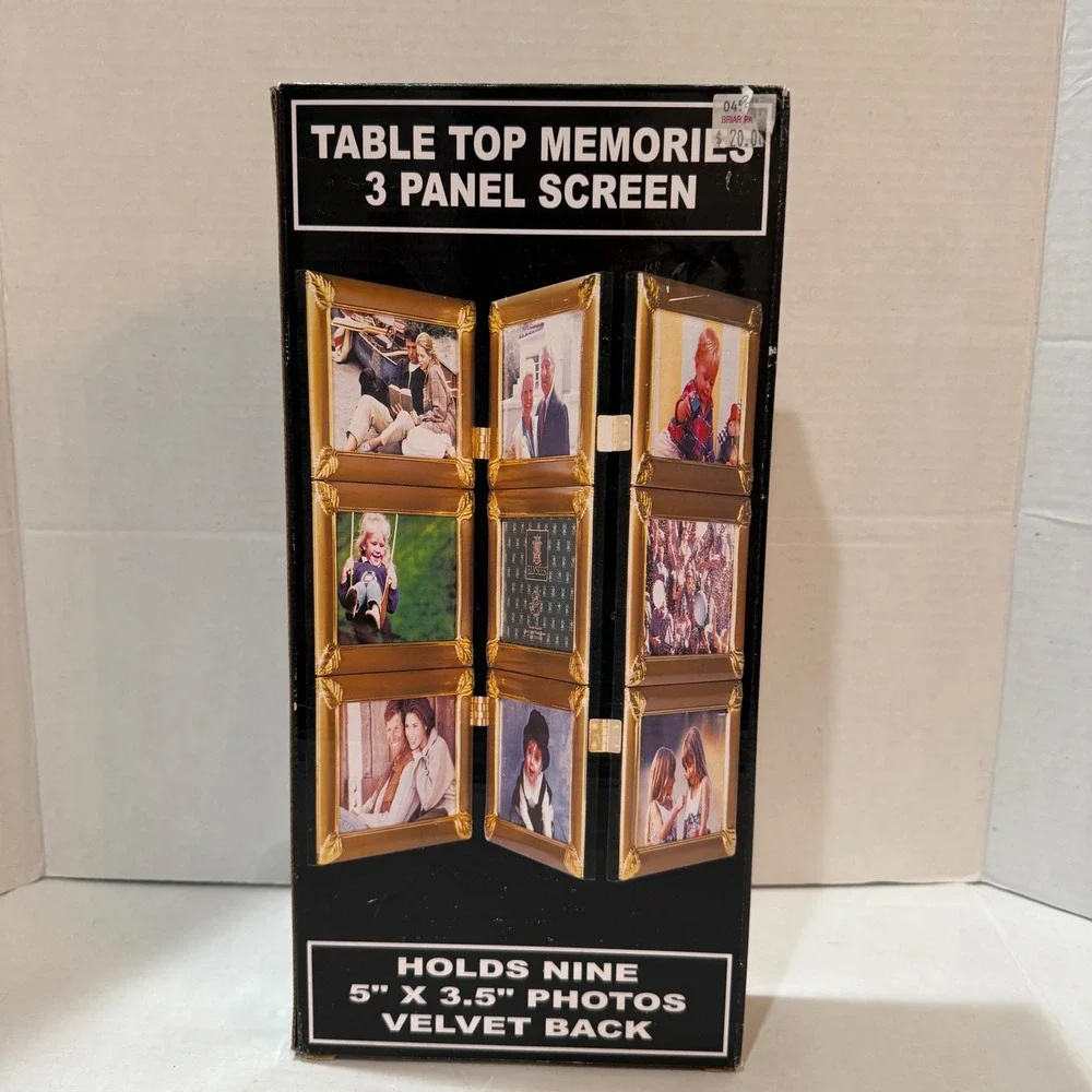 Vintage Gold Photo Frame 9 Photos 5x3 Regency NIB Folding Display Tabletop 90s
